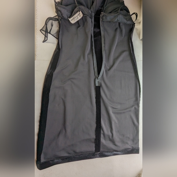 Vtg Betsy & Adam Velvet chiffon Dress Black Size 3/4 Spaghetti straps Zipper W-1 - Picture 7 of 15